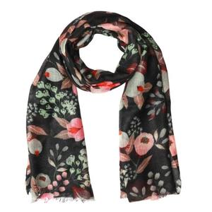 Scarves: Black Floral Merion and Slik Designer Scarf