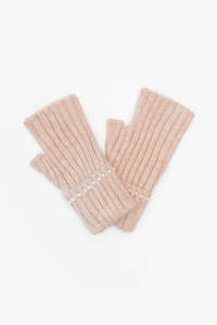 Gloves: Pearl Fingerless Gloves - Blush