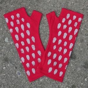 Gloves: Red Polka Dot Merino Fingerless Gloves