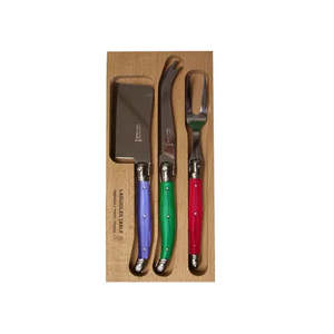 Cutlery: Laguiole Blue/Green/Red Cheese Set 3