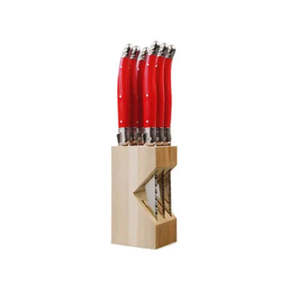Cutlery: Laguiole Steak Knife Block Set 6 Red