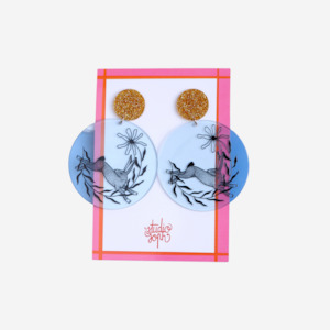 Earrings - Blue Disk