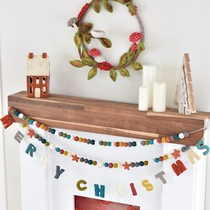 Garland: Merry Christmas Word and Felt Ball Garlands