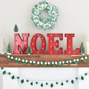 Garland: Felt Christmas Garland - Leaf and Felt Ball