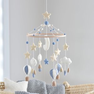 Baby Mobiles: Hot Air Balloon Mobile - Blue