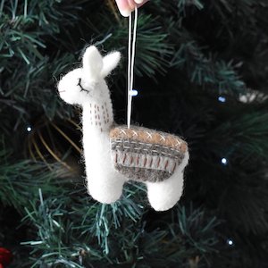 Decorations: Felt Llama Decoration - Cocoa