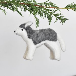 Decorations: Felt Dog Decoration - Husky