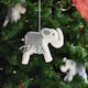 Felt Elephant Decoration - White with Grey Blanket