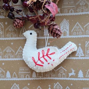 Christmas: White Felt Dove Ornament