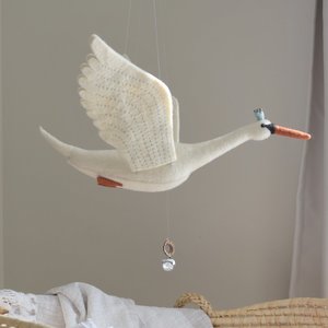 Baby Mobiles: Large Flying Swan Mobile - Mint