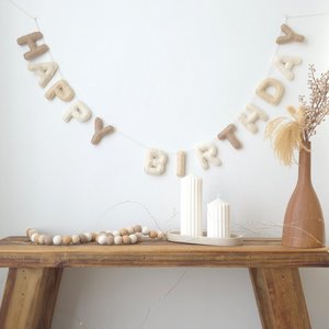 Garlands: Neutral Happy Birthday Felt Banner