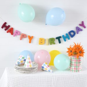 Garlands: Rainbow Happy Birthday Felt Banner