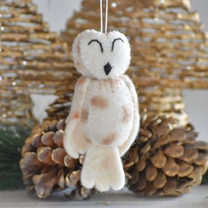 Christmas: Felt Owl Decoration - White