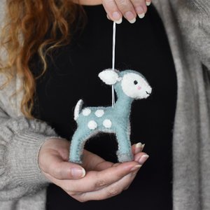 Christmas: Felt Deer Decoration - Mint