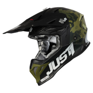 Just1: JUST1 J39 Kinetic Green Camo Black Matt Helmet