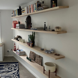 Solid American White Ash Floating Shelves: Custom Sizing 'Standard Range': X-Large - 2001 to 3000mm
