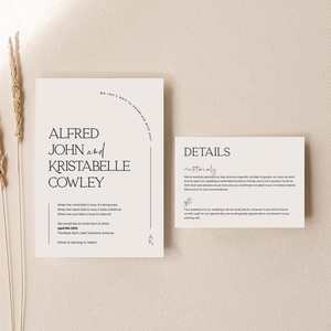 Kristabelle - Wedding Invitation Set of 2 Cards