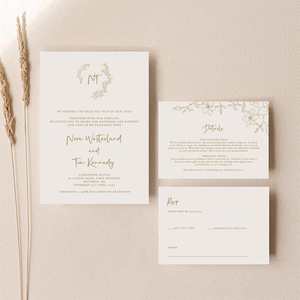 Nora Wedding Invitations: Nora - Wedding Invitation Set of 3 Cards