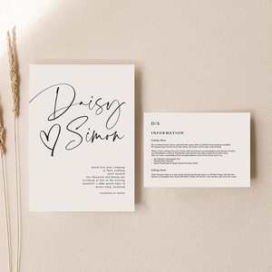 Daisy - Wedding Invitation Set of 2 Cards