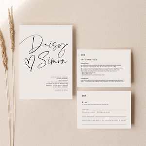 Daisy - Wedding Invitation Set of 3 Cards