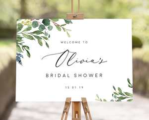 Bridal Shower Welcome Sign: Greenery Bridal Shower Welcome Sign Template