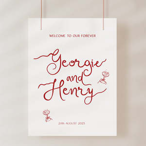 Wedding Welcome Sign: Hand Drawn Wedding Welcome Sign Template