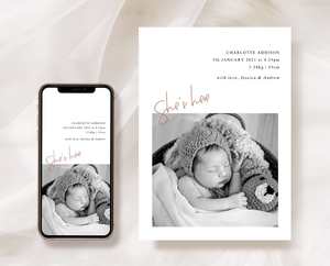Photo Birth Announcement Card Template