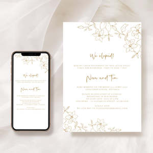 Elopement Announcements: Floral Elopement Announcement