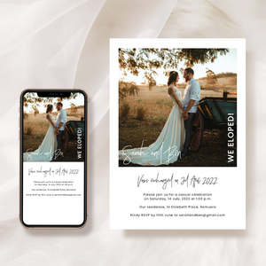 Elopement Announcements: Modern Polaroid Elopement Invitation