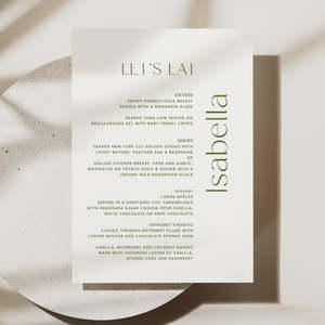 Evelyn Wedding Invitations: Evelyn - Wedding Menu Cards