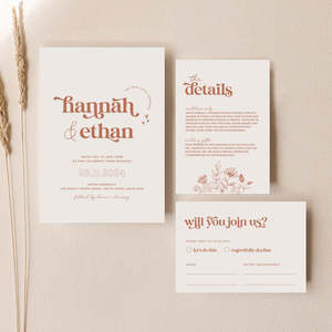 Hannah Wedding Invitations: Hannah - Wedding Invitation Cards Set of 3