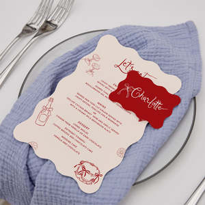 Diy Modern Wedding Invitations: Hand Drawn Wedding Menu Place Cards