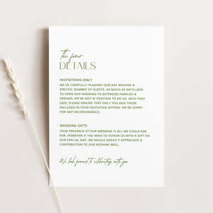Diy Modern Wedding Invitations: Autumn Wedding Details Card