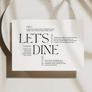 On The Day Wedding Stationery And Signage: Erina - Wedding Menu Cards