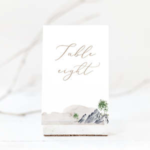 Wedding Table Number Cards: Watercolour Wedding Table Number Card Template