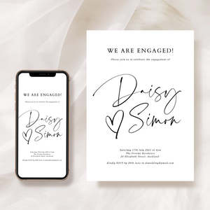 Engagement Party Invitations: Black and White Engagement Party Invitation Template