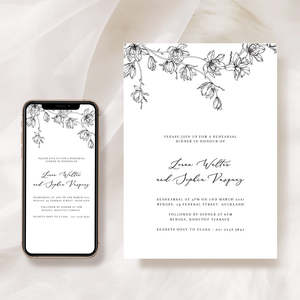 Magnolia Flower Rehearsal Dinner Invitations