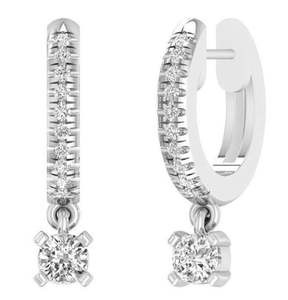 All Jewellery: 9ct White Gold Lab Grown Diamond Huggies With A Drop Earrings