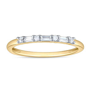 9ct Yellow Gold Lab Grown Baguette And Round Diamond Band