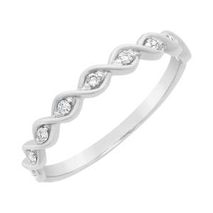 9ct White Gold Twist Diamond Ring