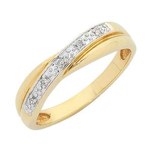 Anniversary Rings: 9ct Yellow Gold Diamond Cross Over Ring
