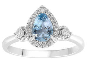 Anniversary Rings: 9ct White Gold Aquamarine And Diamond Ring