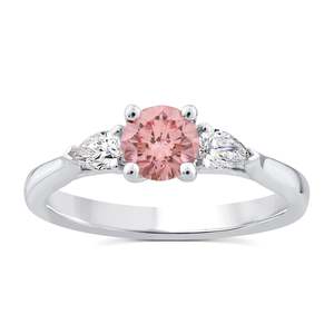 9ct White Gold Lab Grown Pink With Pear Shaped Lab Grown Sides