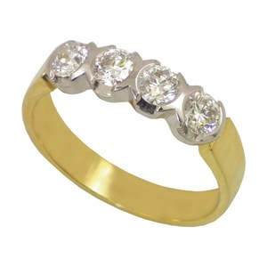 9ct Yellow Gold Four Diamond Ring