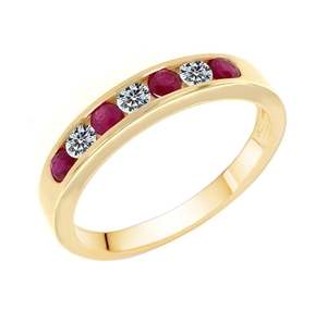Anniversary Rings: 9ct Yellow Gold Ruby And Diamond Channel Set Ring
