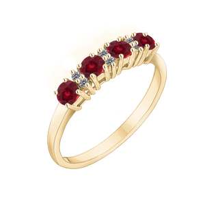 9ct Yellow Gold Ruby And Diamond Ring