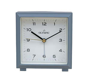 Clocks Barometers: Grey Square Metal Alarm Clock