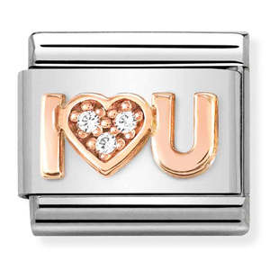 Nomination Composable Link 430305/36 Steel With 9ct Rose Gold I Love You