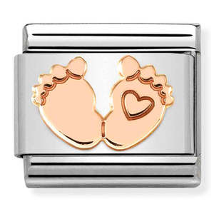 Nomination Composable 430104/32 Feet with Heart 9ct Rose Gold