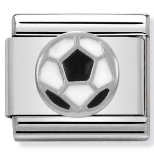 Childrens Jewellery: Nomination Composable 330202/13 Soccer Ball White And Black Enamel